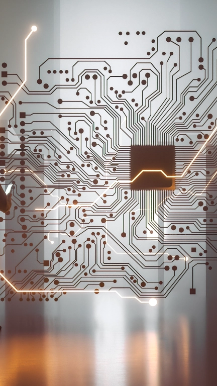 ICT worker with circuit board 