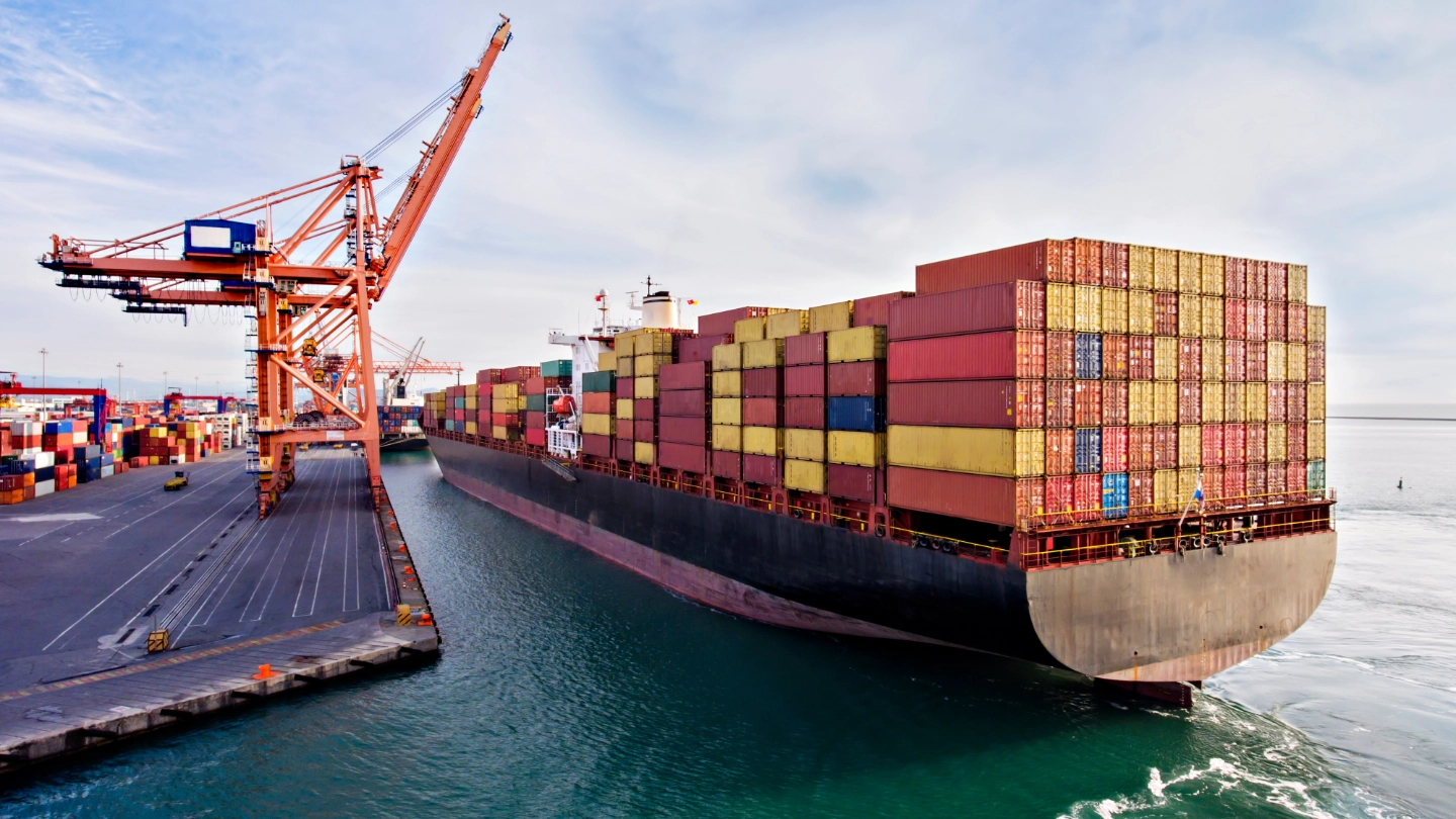 Shipping container at dockside image