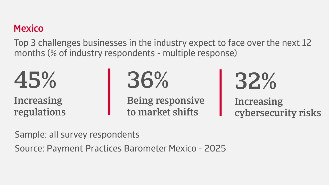 Top 3 challenges Mexican businesses in the industry expect to face over the next 12 months